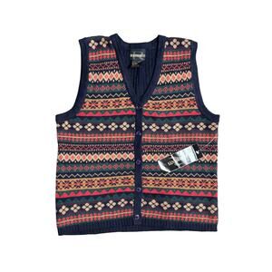 Vtg Requirements Geometric Knit Sweater Vest Size Womens Medium NWT
